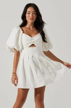 Serilda Cutout Puff Sleeve Mini Dress -Dresses Sales Store ACDR101649S WHITE 2