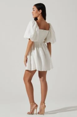 Serilda Cutout Puff Sleeve Mini Dress -Dresses Sales Store ACDR101649S WHITE 4