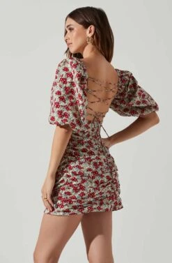 Verina Puff Sleeve Floral Mini Dress -Dresses Sales Store ACDR101662 REDMULTIFLORAL 3