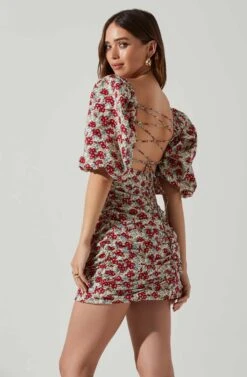 Verina Puff Sleeve Floral Mini Dress -Dresses Sales Store ACDR101662 REDMULTIFLORAL 4