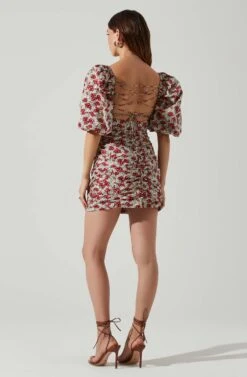 Verina Puff Sleeve Floral Mini Dress -Dresses Sales Store ACDR101662 REDMULTIFLORAL 5
