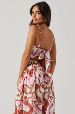 Suzy Abstract Print Midi Dress -Dresses Sales Store ACDR101679 BROWNPINKGEO 3