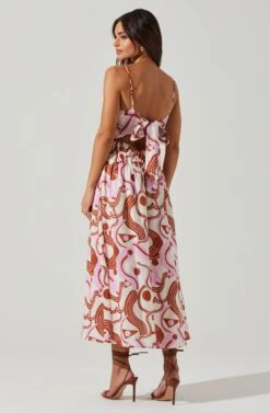 Suzy Abstract Print Midi Dress -Dresses Sales Store ACDR101679 BROWNPINKGEO 4