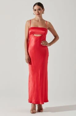 Bellerose Satin Cutout Midi Dress -Dresses Sales Store ACDR101684 CORAL 2