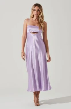 Bellerose Satin Cutout Midi Dress -Dresses Sales Store ACDR101684 LAVENDER 1