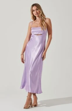 Bellerose Satin Cutout Midi Dress -Dresses Sales Store ACDR101684 LAVENDER 2