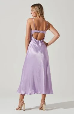 Bellerose Satin Cutout Midi Dress -Dresses Sales Store ACDR101684 LAVENDER 6