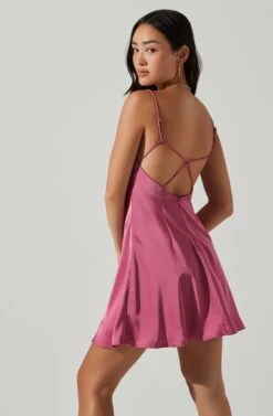 Inara Satin Cutout Mini Dress -Dresses Sales Store ACDR101686 MAUVE 4