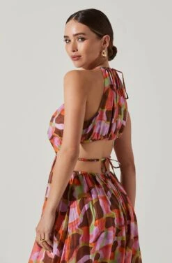 Sivana Halter Neck Geo Print Maxi Dress -Dresses Sales Store ACDR101690B REDBROWNMULTI 3