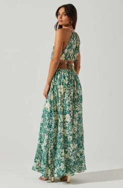 Sivana Halter Neck Floral Maxi Dress -Dresses Sales Store ACDR101690 GREENFLORAL 4