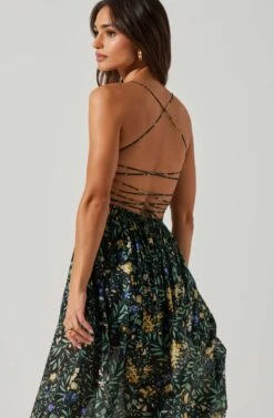 Stasia Floral Smocked Midi Dress -Dresses Sales Store ACDR101720P BLACKMULTI 3