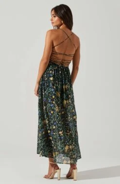 Stasia Floral Smocked Midi Dress -Dresses Sales Store ACDR101720P BLACKMULTI 4