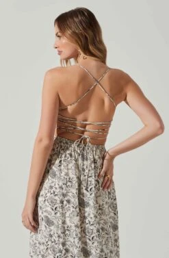 Stasia Floral Smocked Midi Dress -Dresses Sales Store ACDR101720P DARKBROWNPAISLEY 5