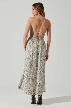 Stasia Floral Smocked Midi Dress -Dresses Sales Store ACDR101720P DARKBROWNPAISLEY 6