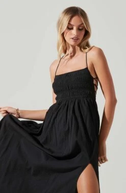 Stasia Smocked Midi Dress -Dresses Sales Store ACDR101720 BLACK 3