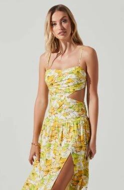 Kalina Floral Pleated Bust Midi Dress -Dresses Sales Store ACDR101728 YELLOWFLORAL 4