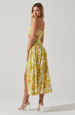 Kalina Floral Pleated Bust Midi Dress -Dresses Sales Store ACDR101728 YELLOWFLORAL 6