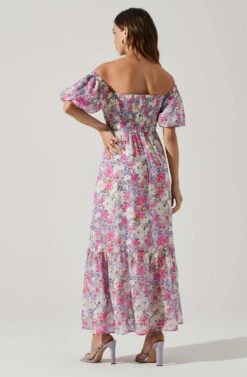 Valora Off Shoulder Floral Maxi Dress -Dresses Sales Store ACDR101757 PINKFLORAL 4