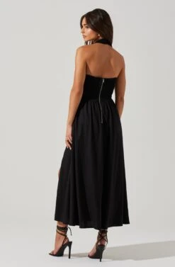 Zaria Pleated Halter Midi Dress -Dresses Sales Store ACDR101778 BLACK 5