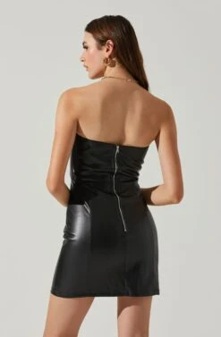 Carmen Strapless Faux Leather Mini Dress 15 Carmen Strapless Faux Leather Mini Dress -Dresses Sales Store ACDR101787L BLACK 5