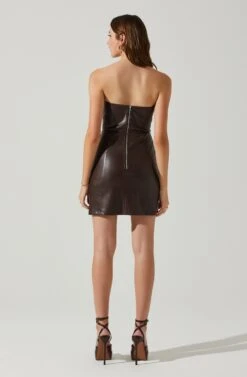 Carmen Strapless Faux Leather Mini Dress 23 Carmen Strapless Faux Leather Mini Dress -Dresses Sales Store ACDR101787L DARKBROWN 6