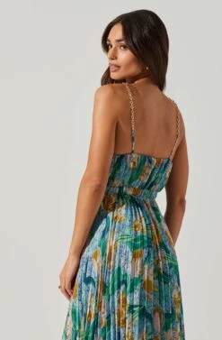 Loralee Pleated Floral Maxi Dress -Dresses Sales Store ACDR101790 GREENFLORAL 3