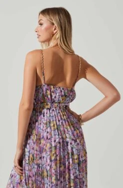 Loralee Pleated Floral Maxi Dress -Dresses Sales Store ACDR101790 PURPLEFLORAL 5