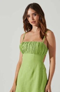 Claramae Ruched Mini Dress -Dresses Sales Store ACDR101796S AVOCADO 3