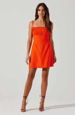 Claramae Ruched Mini Dress -Dresses Sales Store ACDR101796S ORANGE 1