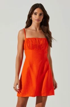Claramae Ruched Mini Dress -Dresses Sales Store ACDR101796S ORANGE 2