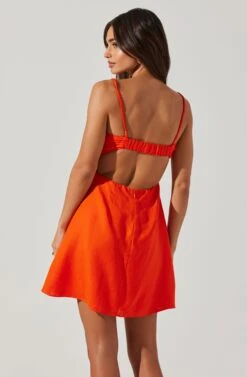 Claramae Ruched Mini Dress -Dresses Sales Store ACDR101796S ORANGE 3
