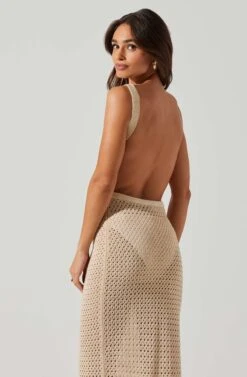 Aitana Knit Open Back Midi Dress -Dresses Sales Store ACDR101810 NATURAL 3