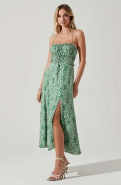 Amalea Floral Midi Dress -Dresses Sales Store ACDR101815 GREENFLORAL 3