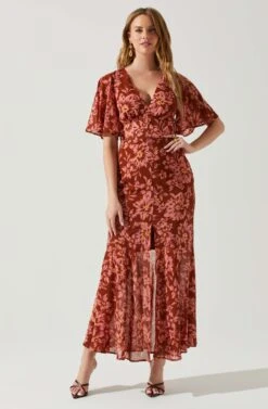 Kenzie Floral Maxi Dress -Dresses Sales Store ACDR101860DS RUSTFLORAL 2