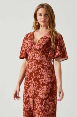 Kenzie Floral Maxi Dress -Dresses Sales Store ACDR101860DS RUSTFLORAL 4