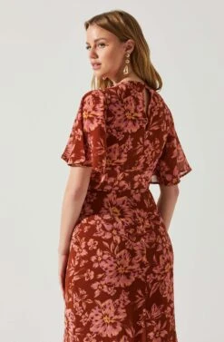 Kenzie Floral Maxi Dress -Dresses Sales Store ACDR101860DS RUSTFLORAL 5