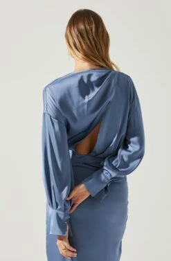 Sadyra Drop Shoulder Wrap Dress -Dresses Sales Store ACDR101865 SLATEBLUE 5