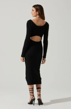 Regina Cutout Midi Sweater Dress -Dresses Sales Store ACDR101888 BLACK 6