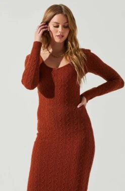 Regina Cutout Midi Sweater Dress -Dresses Sales Store ACDR101888 RUST 4