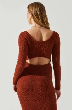 Regina Cutout Midi Sweater Dress -Dresses Sales Store ACDR101888 RUST 5