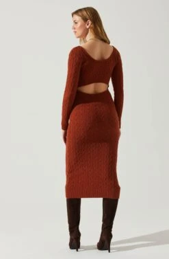 Regina Cutout Midi Sweater Dress -Dresses Sales Store ACDR101888 RUST 6