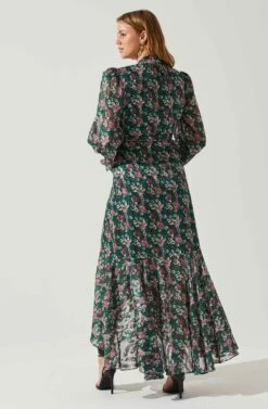 Kamila Long Sleeve Floral Wrap Maxi Dress -Dresses Sales Store ACDR101894 GREENPINKFLORAL 6