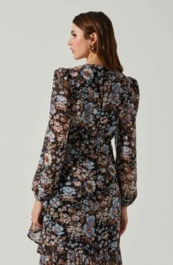 Nalani Wrap Front Hi-Lo Dress -Dresses Sales Store ACDR101940 BLACKBLUEFLORAL 5