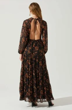 Trinity Long Sleeve Backless Floral Dress 17 Trinity Long Sleeve Backless Floral Dress -Dresses Sales Store ACDR101949 BLACKORANGEFLORAL 5