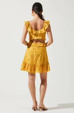 Elora Eyelet Ruffle Mini Dress -Dresses Sales Store ACDR95186C MUSTARD 4