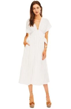 SIERRA MIDI DRESS -Dresses Sales Store ACDR95226 WHITE TAUPE STRIPE 01