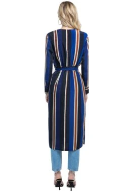Long Sleeve Front Tie Dress -Dresses Sales Store ACDR95335 BLUE STRIPE 06