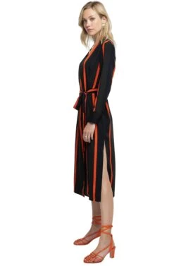 Copy Of Long Sleeve Front Tie Dress -Dresses Sales Store ACDR95335 GREEN STRIPE 05 616165b3 3f60 408f 9bb1 ecc5a4906369