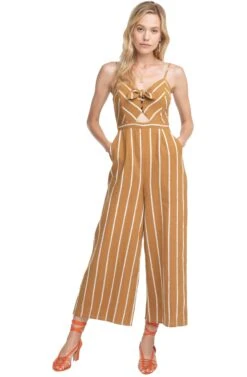 Dylan Striped Cutout Jumpsuit -Dresses Sales Store ACP7037 GOLD WHITE STRIPE 1