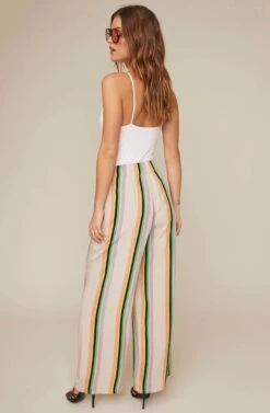 Burke Striped Wide Leg Pants -Dresses Sales Store ACP7038B TAUPE TANGERINE STRIPE 2A